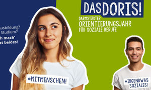 Ein junger Mann und eine junge Frau, drüber der Schriftzug "Das Doris"