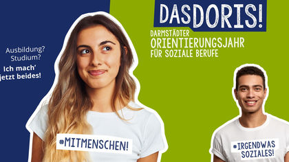Ein junger Mann und eine junge Frau, drüber der Schriftzug "Das Doris"
